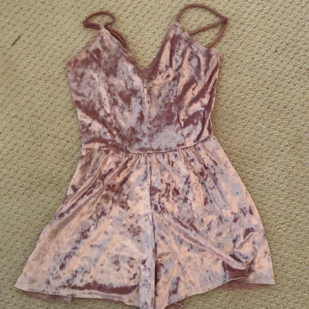 pink velvet romper